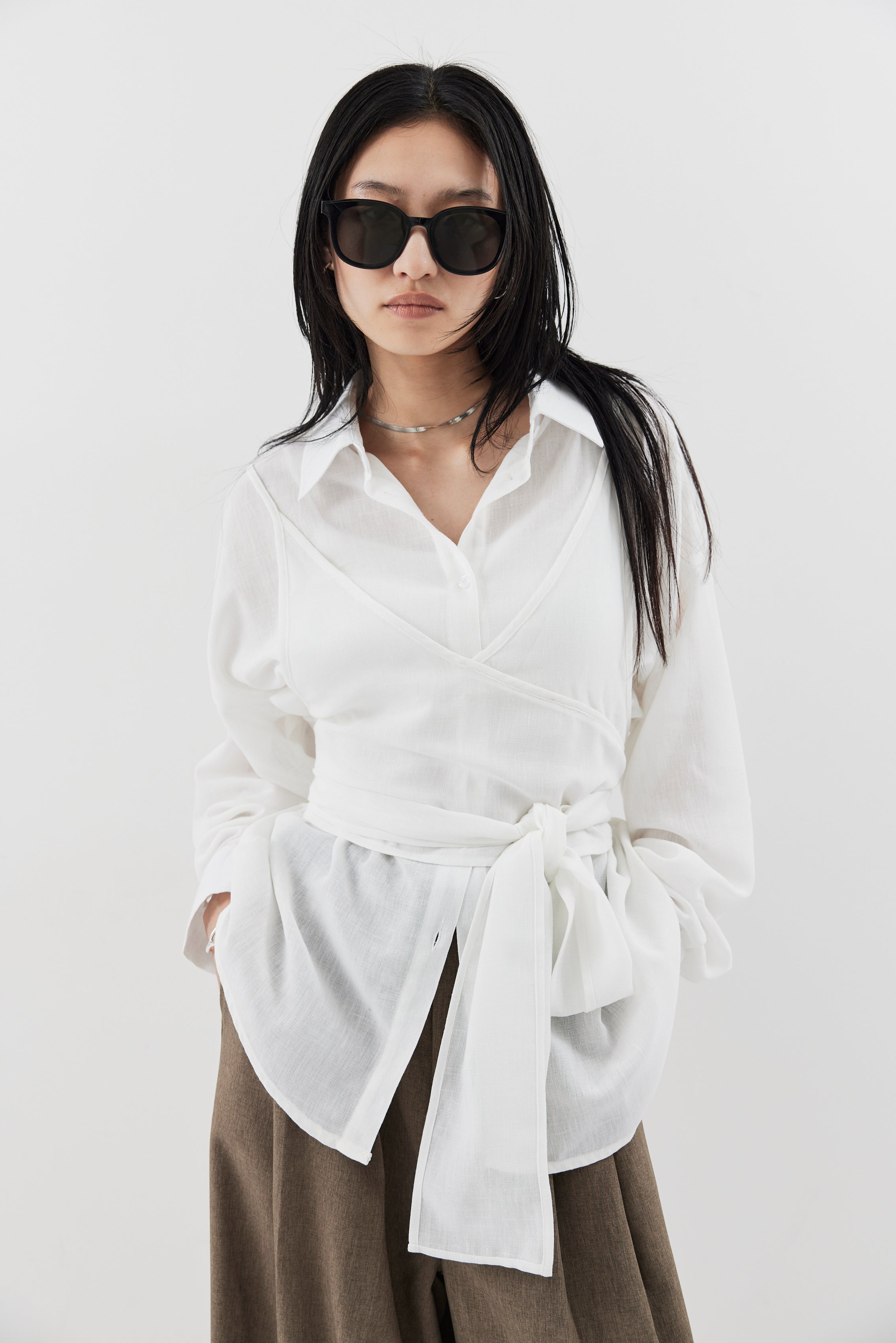 Bustier comb airy shirt