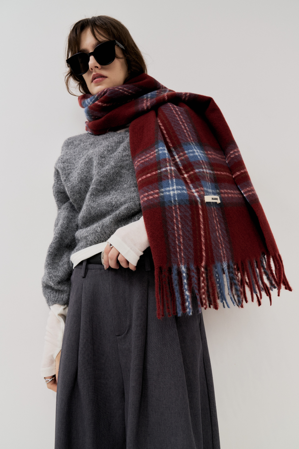 【 preorder 】 Checkered fringe stole