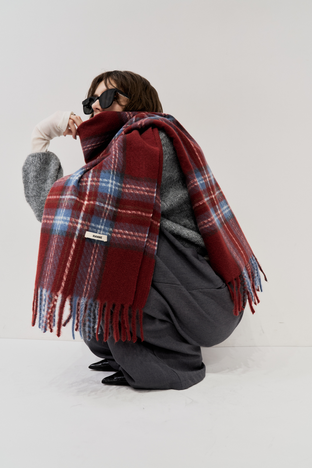 【 preorder 】 Checkered fringe stole