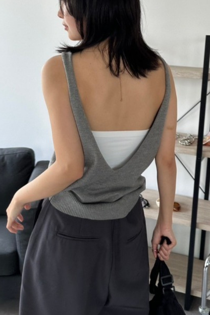 Open back knit tank