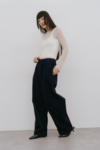 Corduroy roll up curved pants