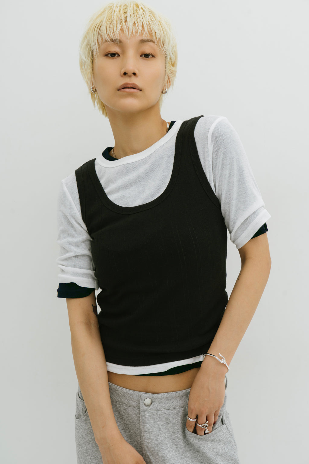 2PACK Sheer half sleeve TEE