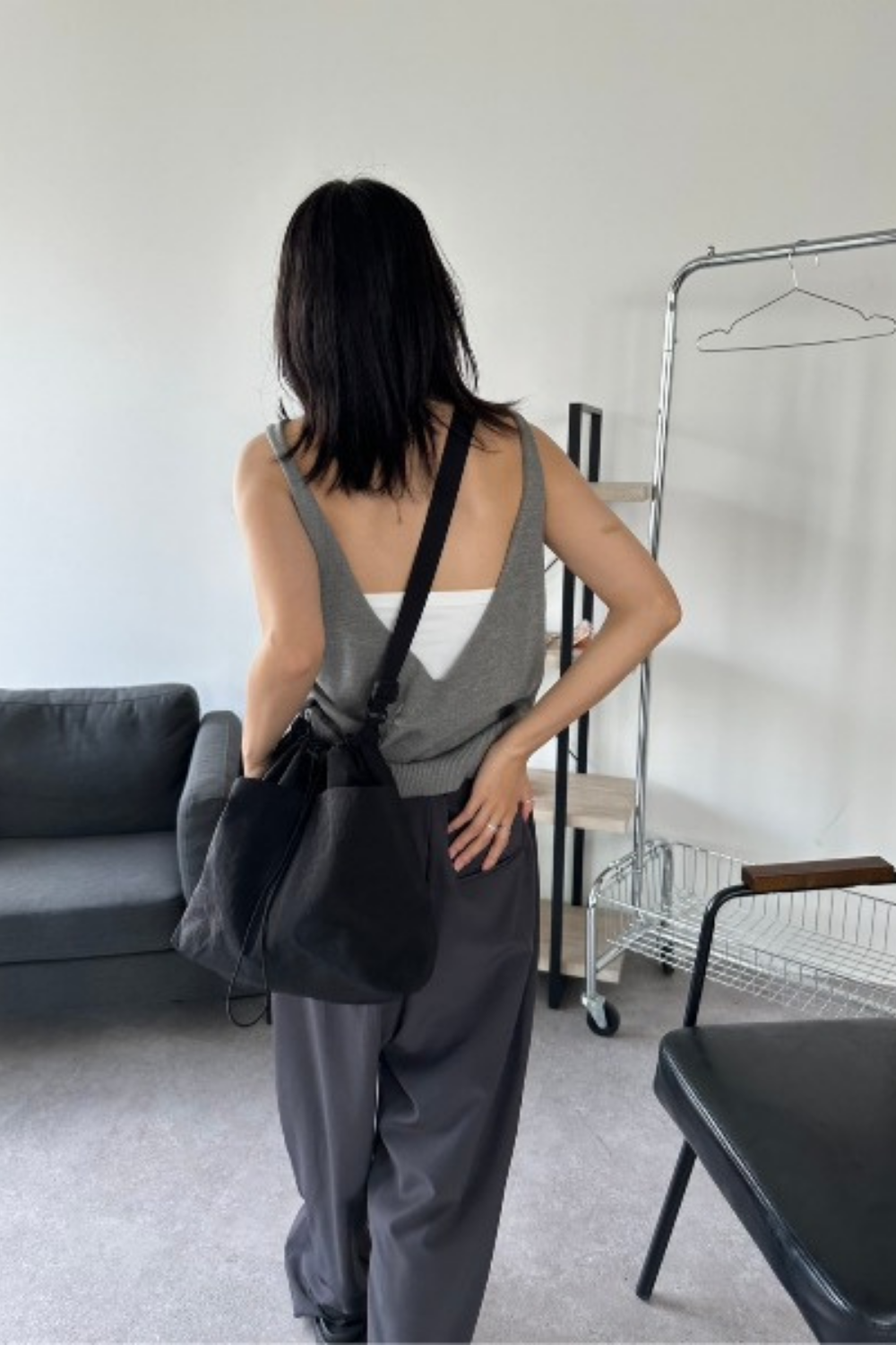 Open back knit tank