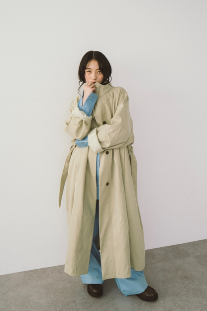 Stand collar long coat