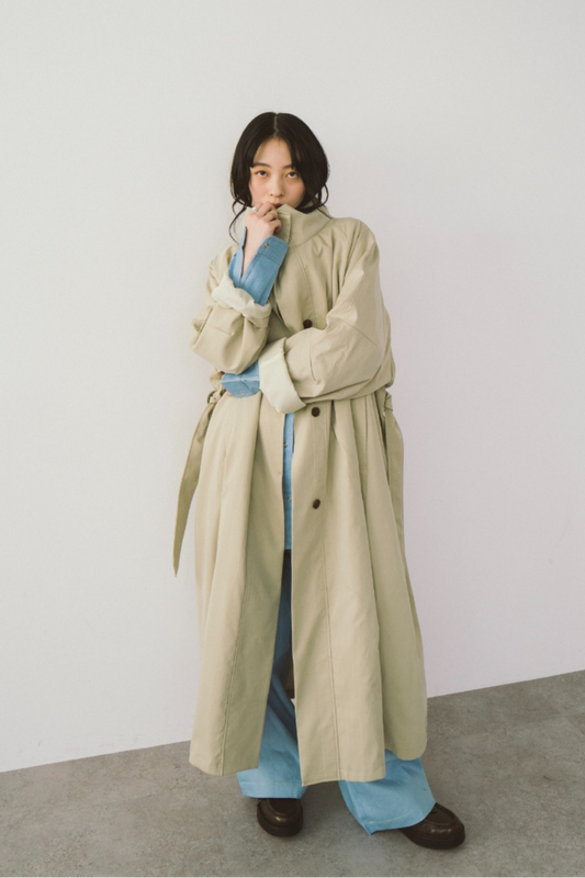 Stand collar long coat