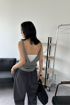 Open back knit tank