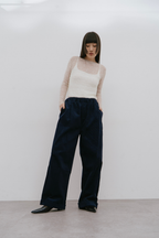 Corduroy roll up curved pants