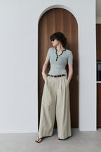Snap button henry neck border TEE