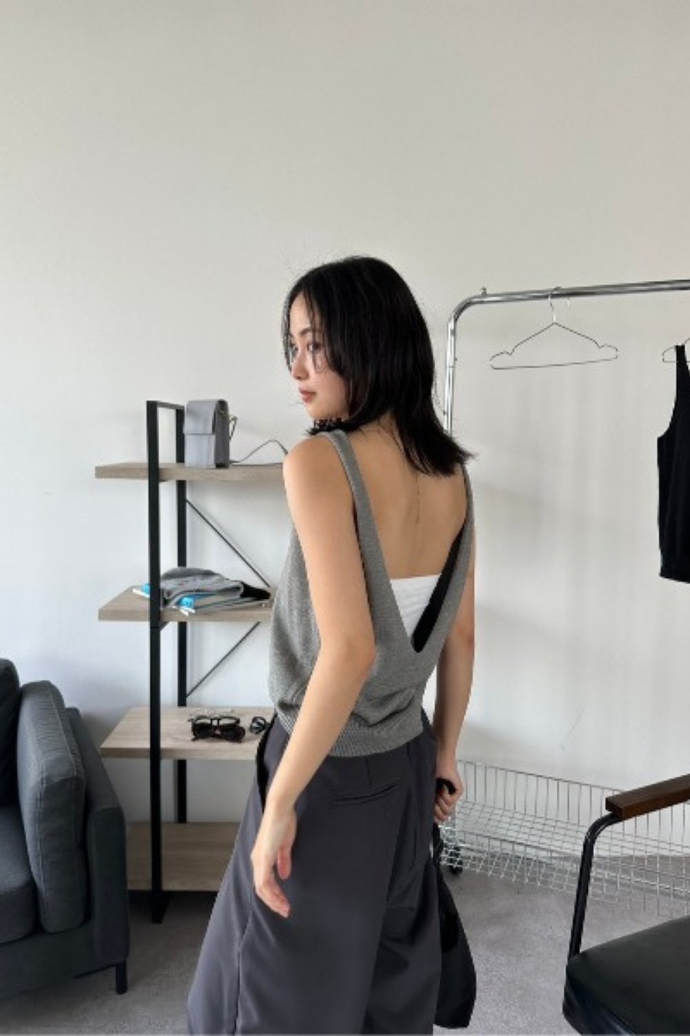 Open back knit tank