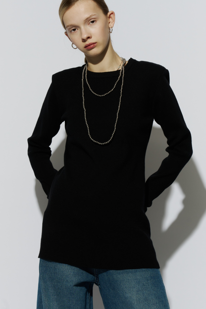 Power shoulder long knit