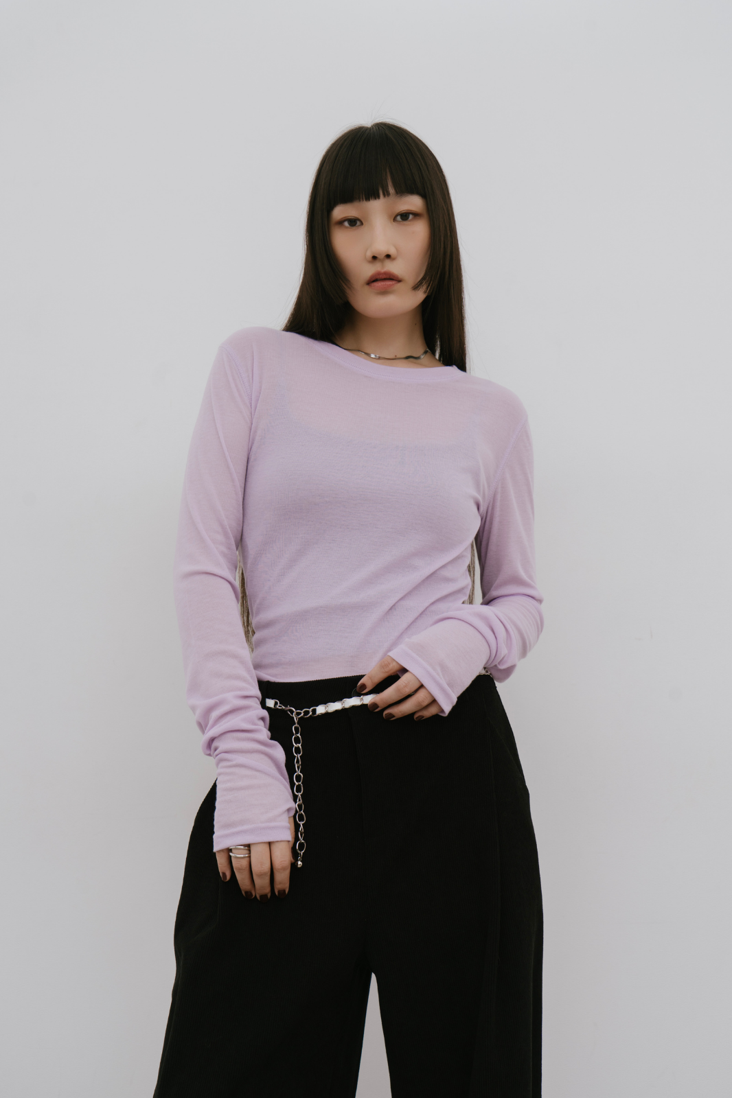 Sheer long sleeve tee