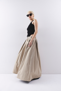 Tuck flare maxi skirt