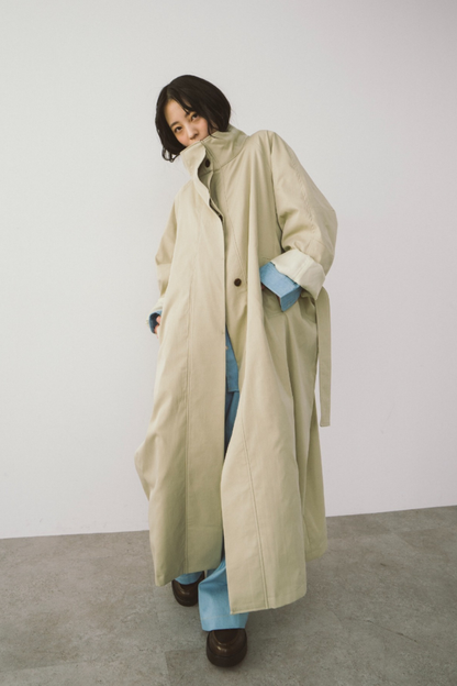 Stand collar long coat