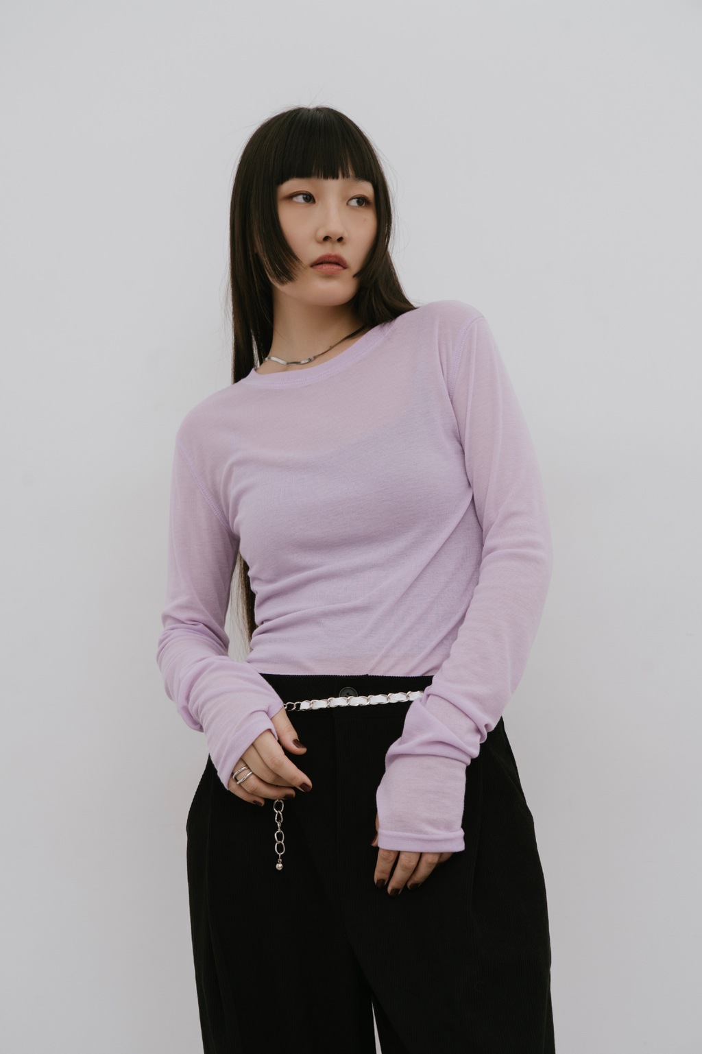 Sheer long sleeve tee