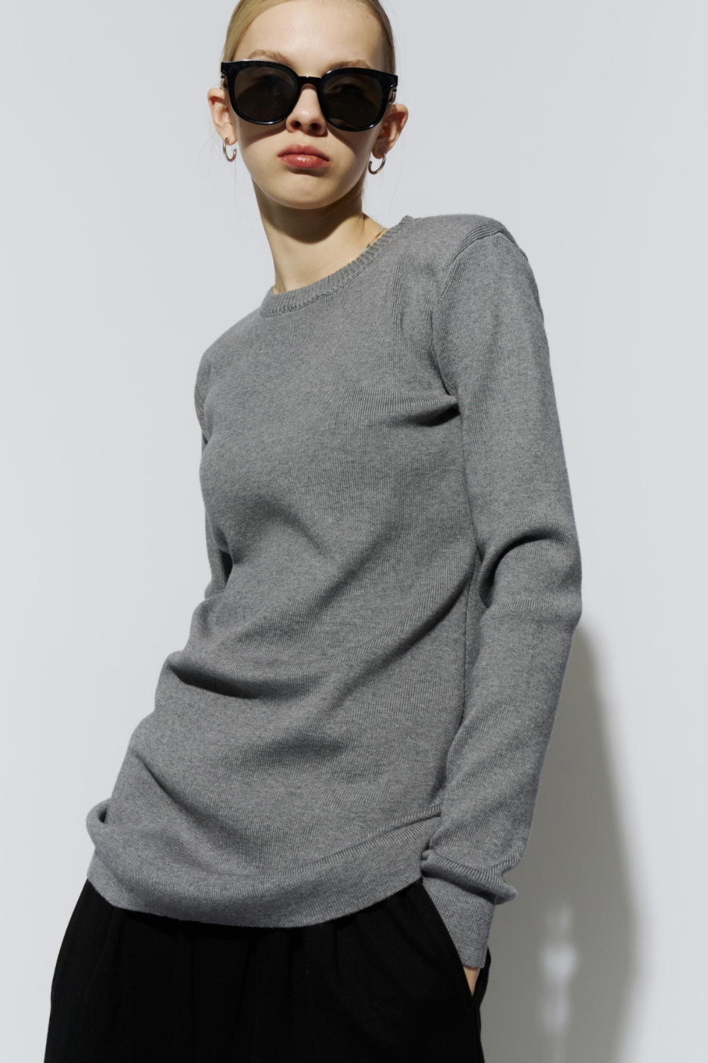 Power shoulder long knit