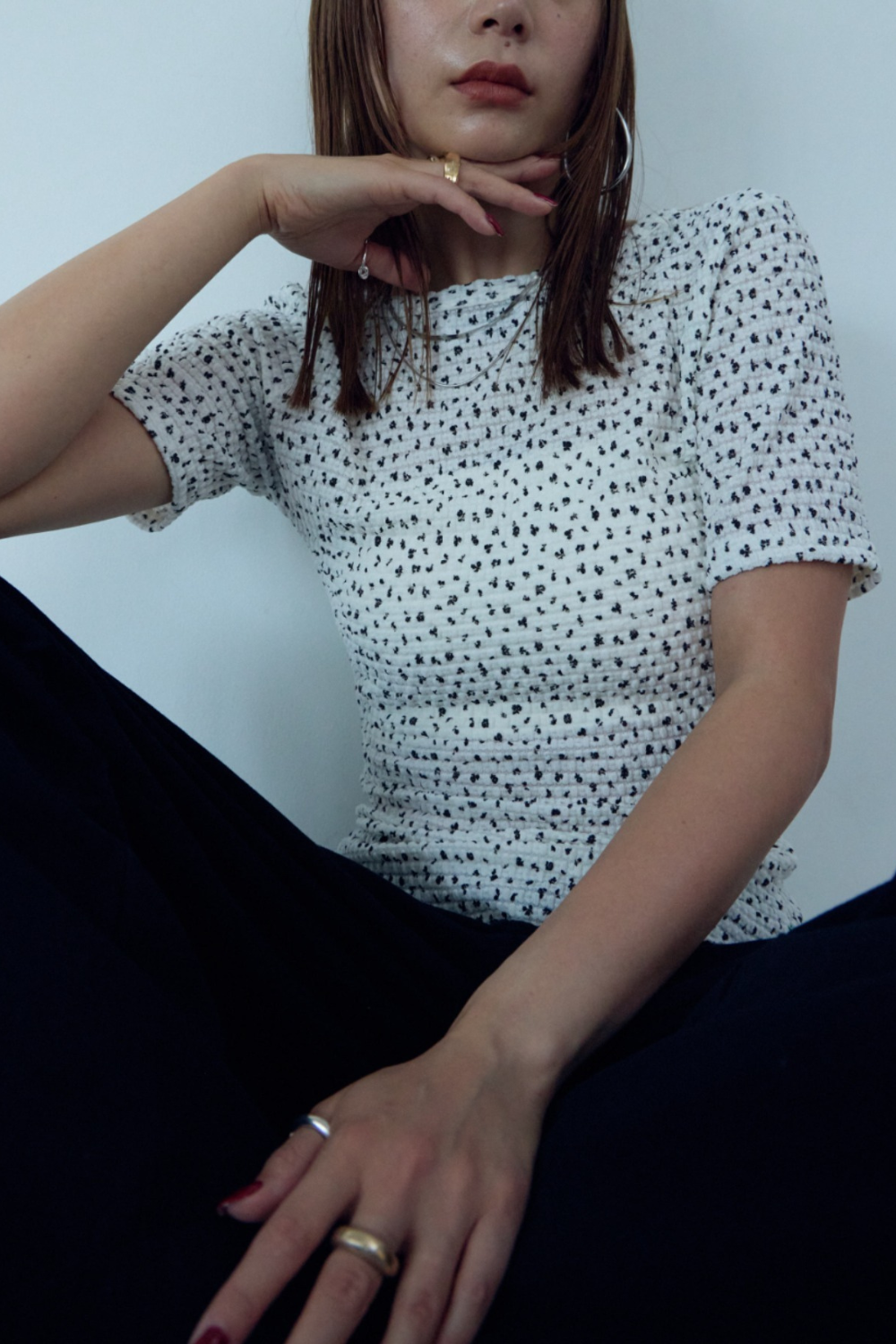 Flower front button TEE