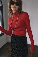 Sheer high neck long sleeve TEE