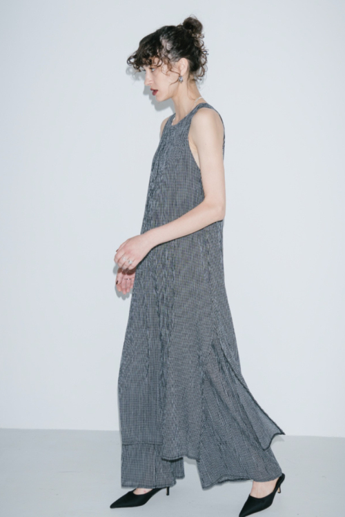 Sheer layered check all-in-one