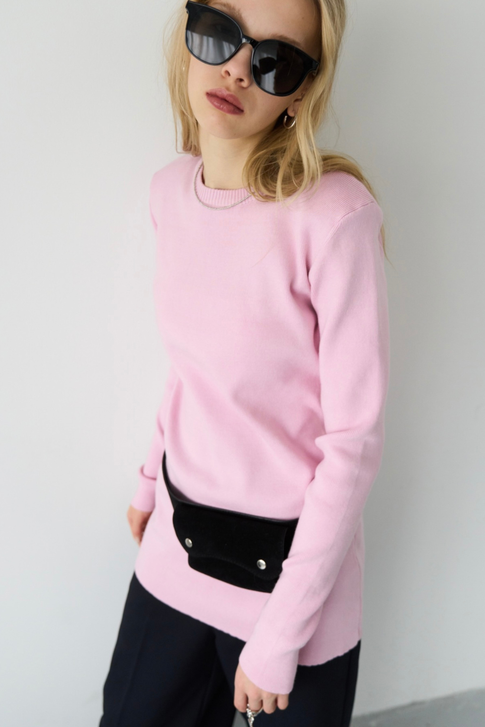 Power shoulder long knit