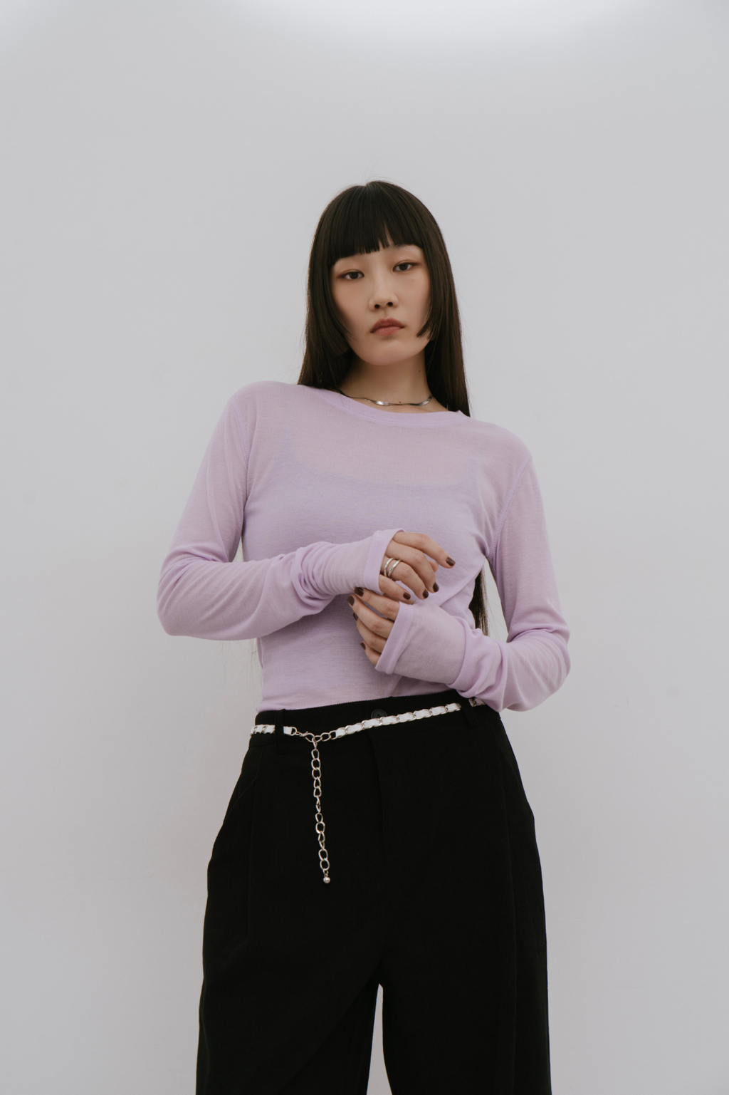 Sheer long sleeve tee