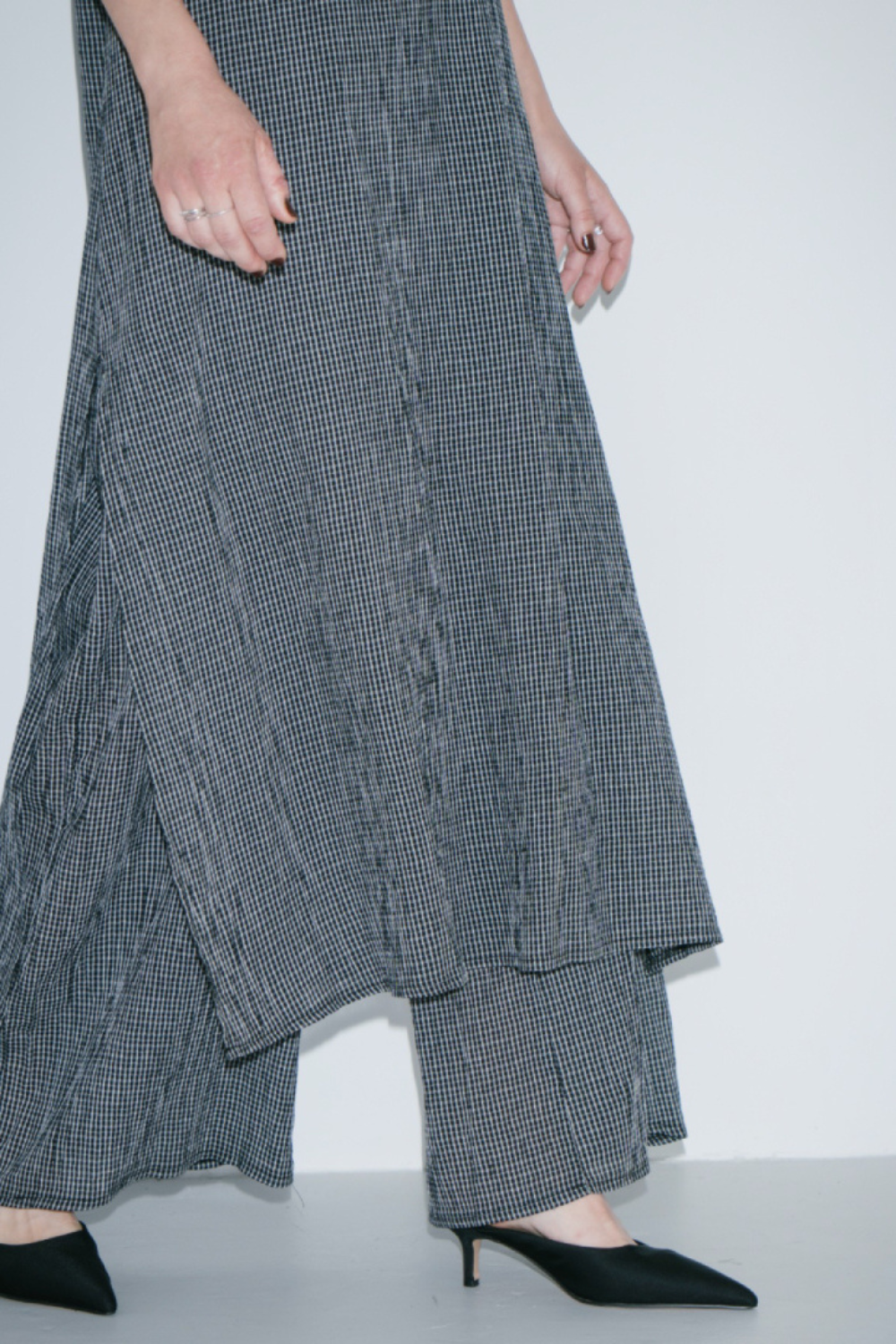 Sheer layered check all-in-one