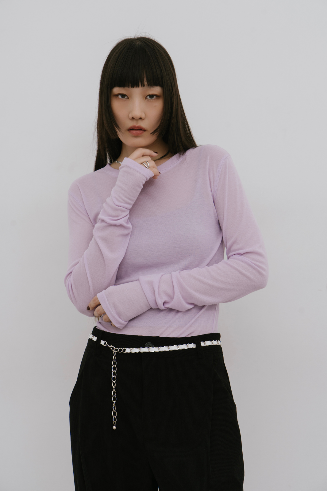 Sheer long sleeve tee