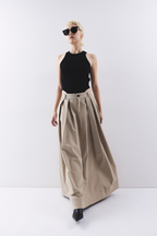 Tuck flare maxi skirt