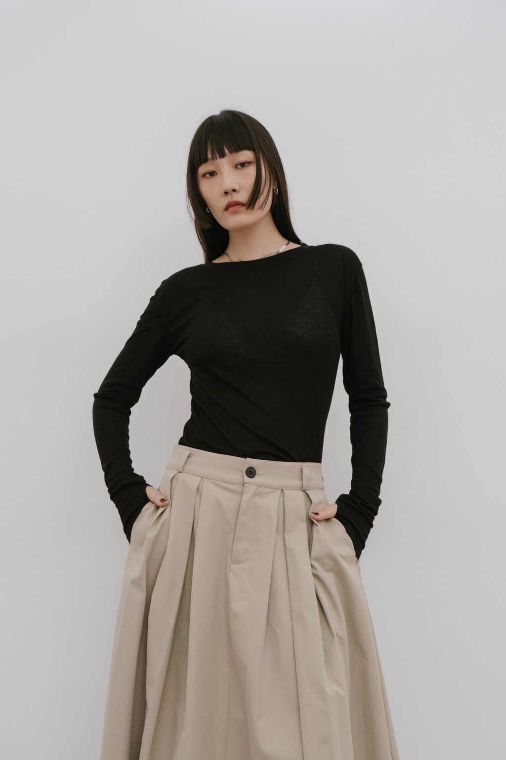 Sheer long sleeve tee
