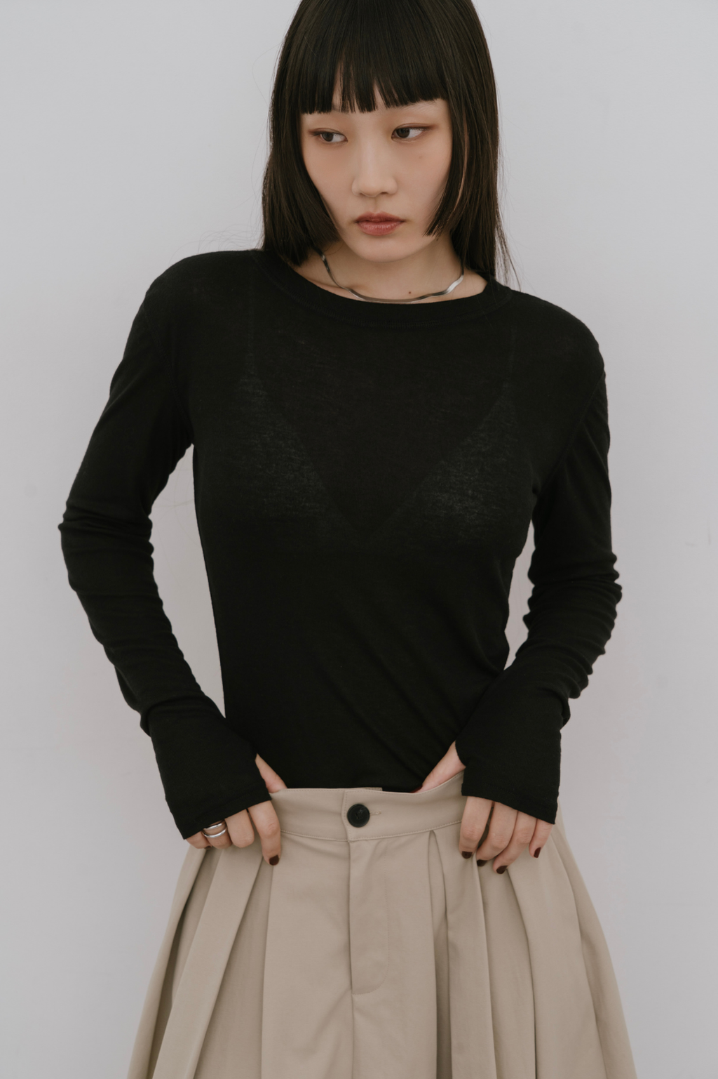 Sheer long sleeve tee