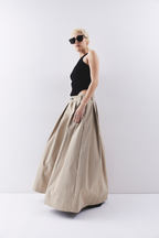 Tuck flare maxi skirt