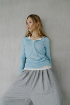 Sheer henley-neck long tee