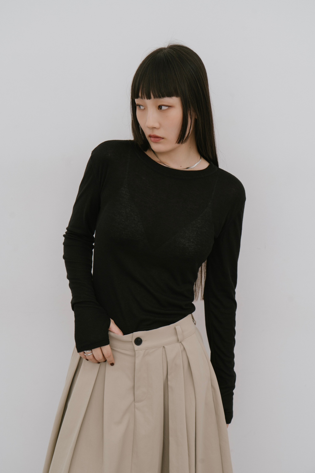 Sheer long sleeve tee