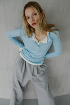 Sheer henley-neck long tee