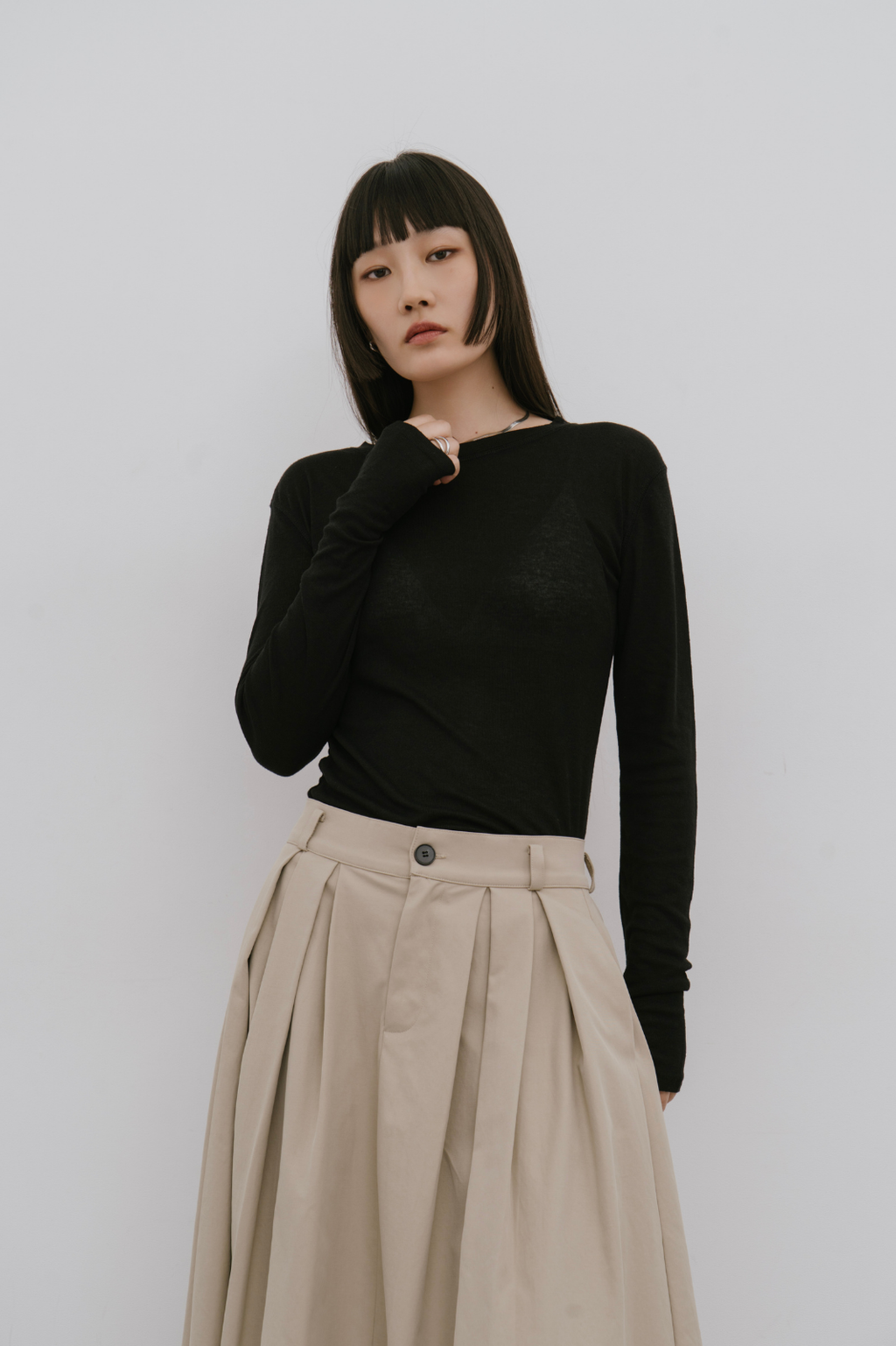 Sheer long sleeve tee