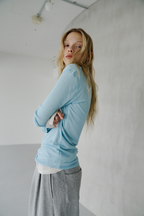 Sheer henley-neck long tee