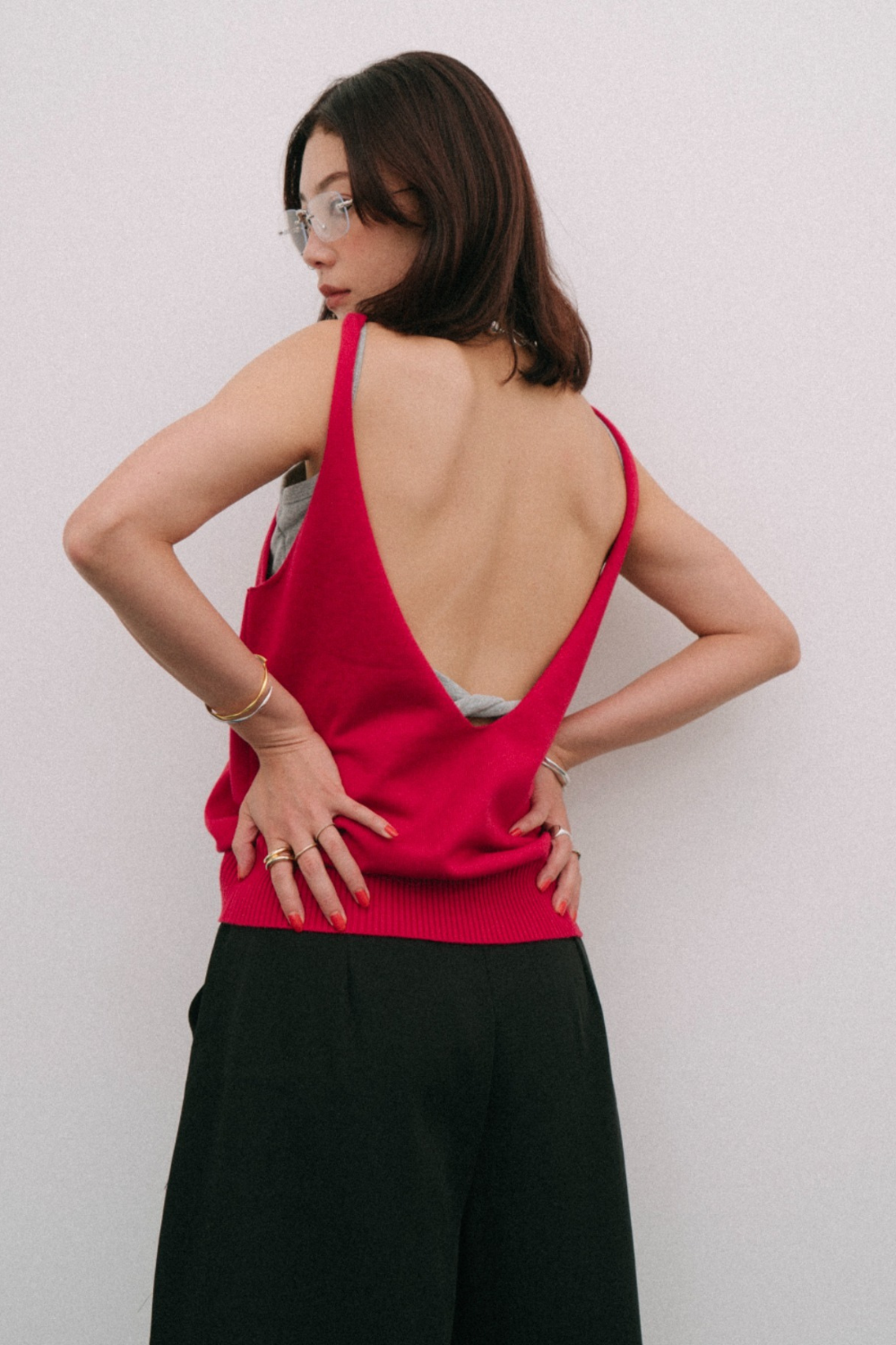 Open back knit tank