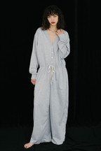 V-neck sweatshirt jumpsuit