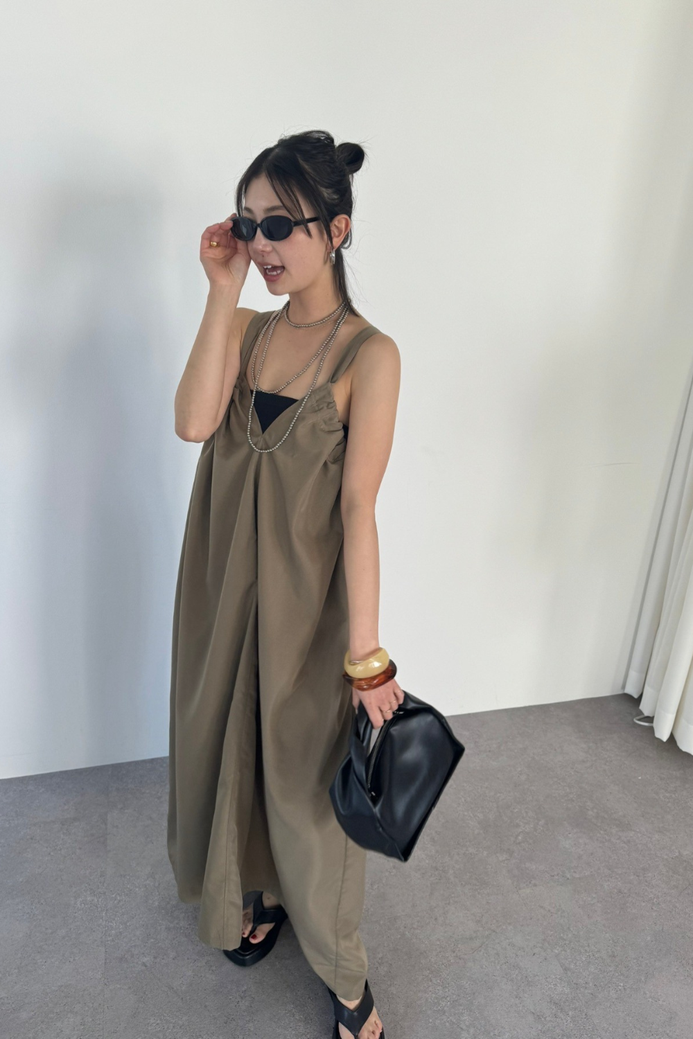 Gathered volume cami dress