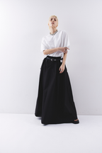 Tuck flare maxi skirt