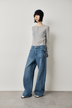 Sheer henley-neck long tee