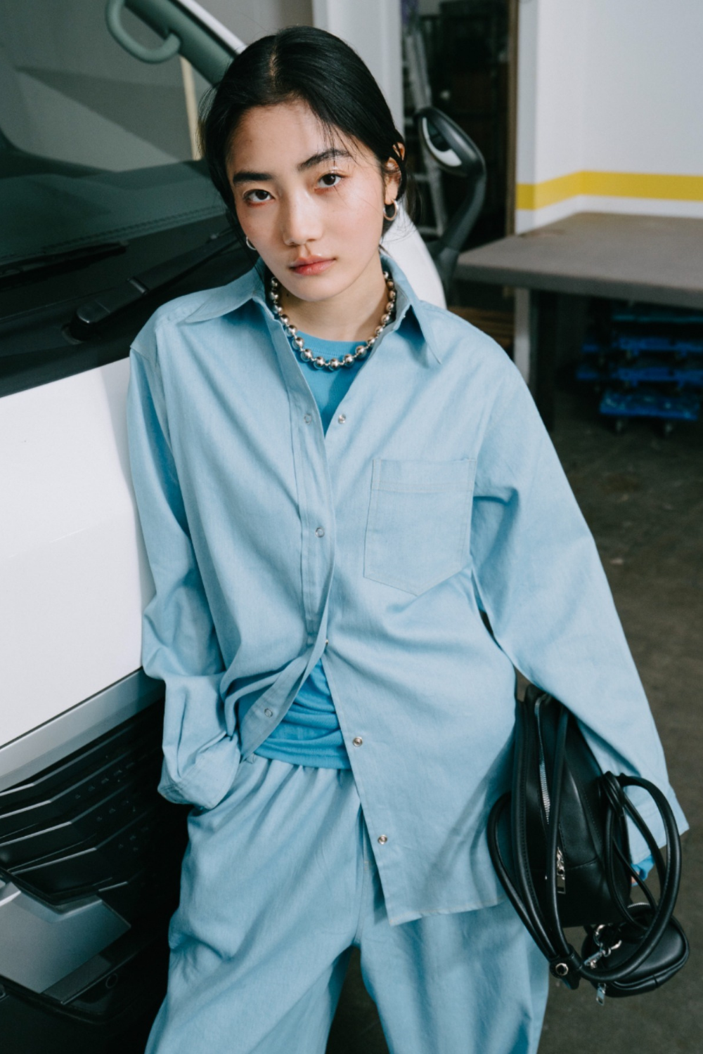 Dungaree oversized shirt