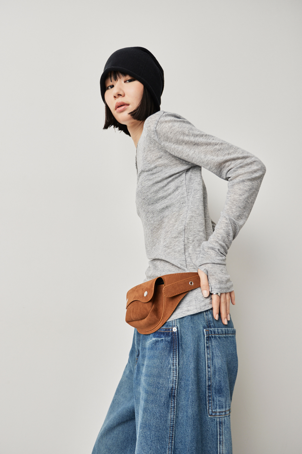 Sheer henley-neck long tee