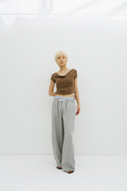 Draped off-shoulder TEE