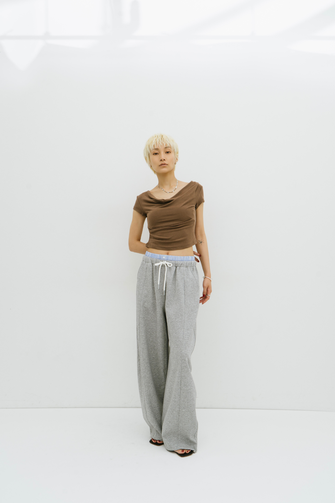 Draped off-shoulder TEE