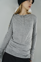 Sheer henley-neck long tee