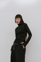 Sheer high neck long sleeve TEE
