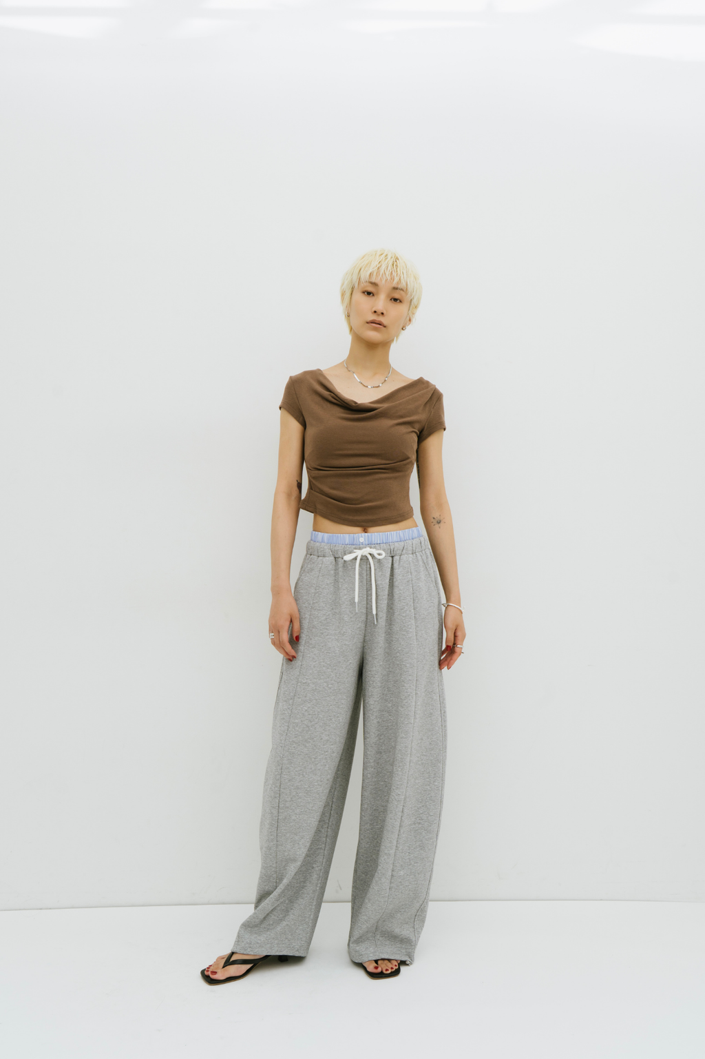 Draped off-shoulder TEE