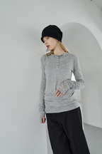 Sheer henley-neck long tee