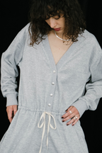 V-neck sweatshirt jumpsuit