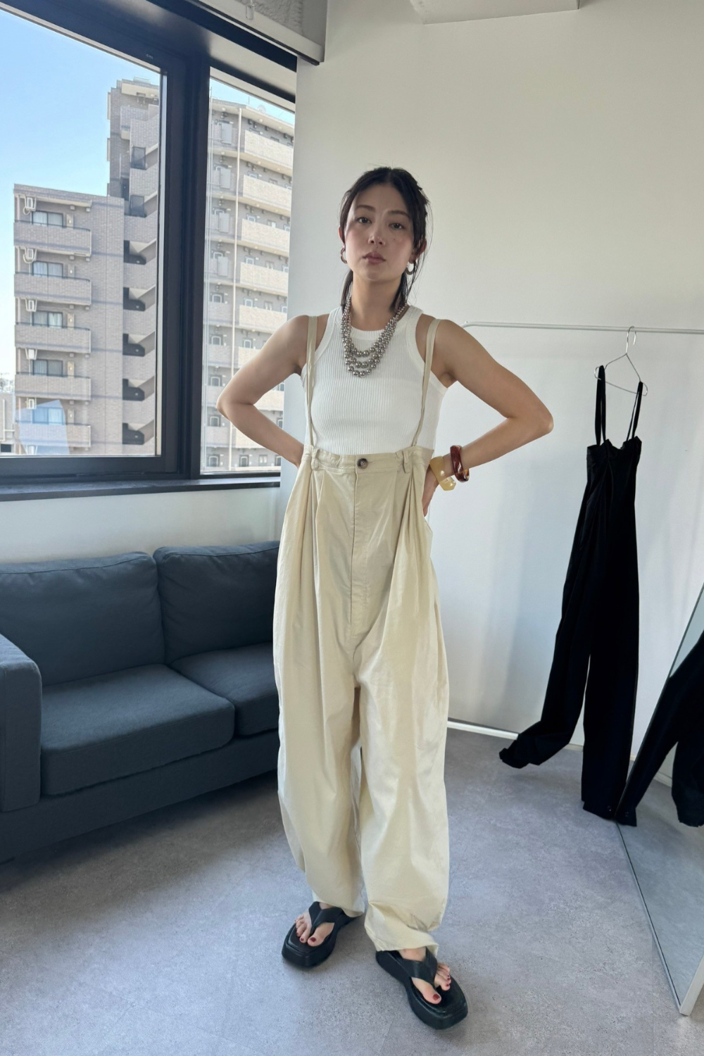 Wide leg 2way overalls